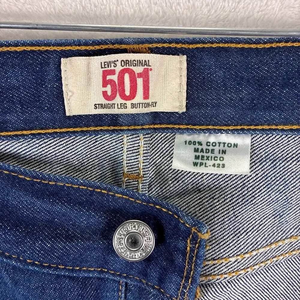 VTG Levis 501xx Jeans Mens 35x34 (35x32) Indigo Rigid Raw Wash Button Fly Y2K